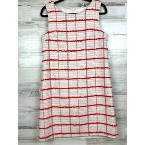 Hanna Tyler Womens S Red White Jacquard Plaid Sleeveless Preppy Work Mini Dress